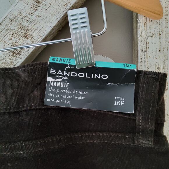 Bandolino Women's Petite Mandie Straight Leg Corduroy Jean Pants in Hot Expresso - Picture 5 of 6